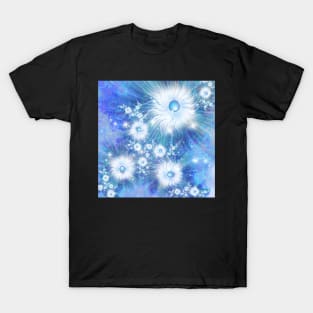 Sky Blue Flowers on Marble Sky T-Shirt